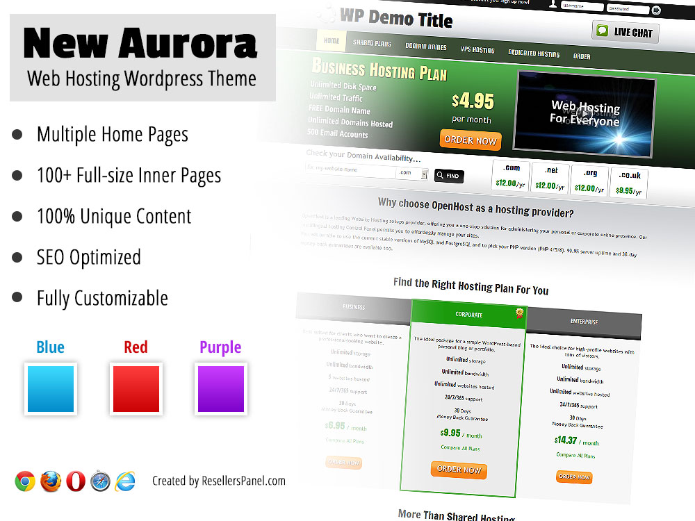 New Aurora Reseller Hosting WordPress Theme || Click for Live Demo