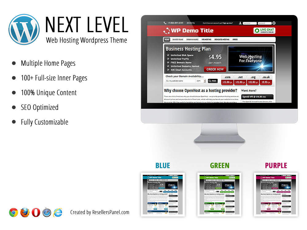 Next Level Reseller Hosting WordPress Theme || Click for Live Demo