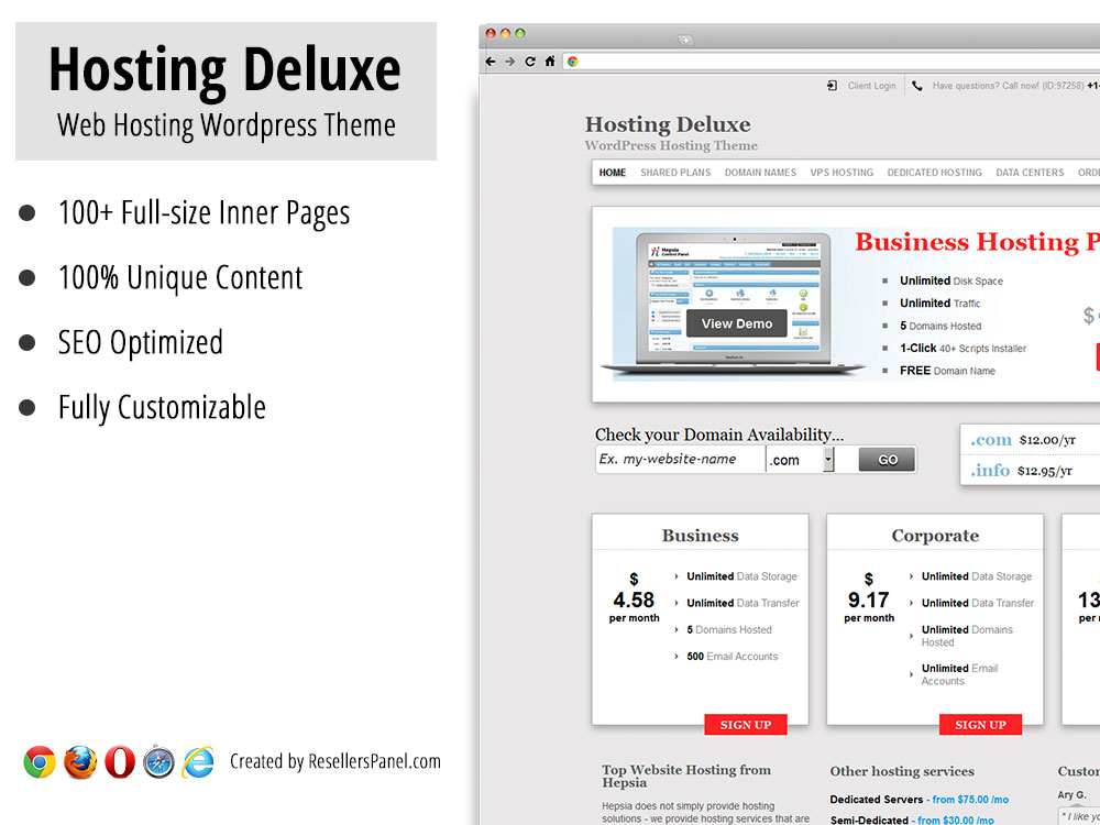HostingDeluxe WordPress Hosting Theme || Click for Live Demo