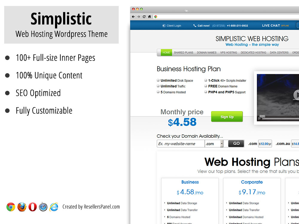 Simplistic WordPress hosting theme || Click for Live Demo