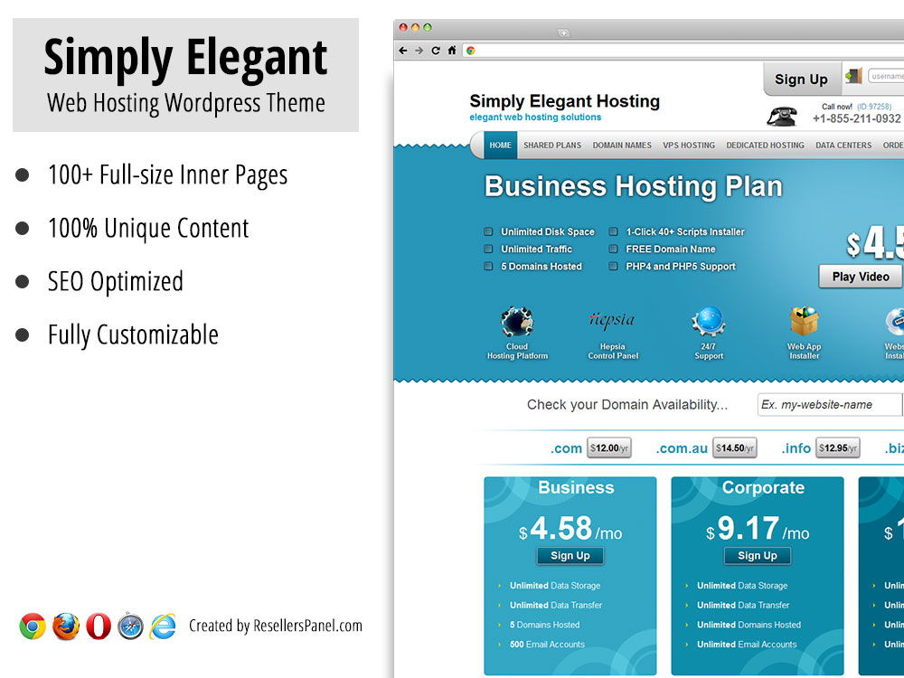 Simply Elegant WordPress hosting theme || Click for Live Demo