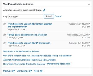 news events widget wordpress dashboard