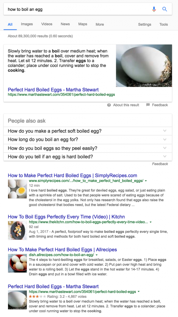 how to boil and egg serp